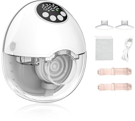 Serlium Milchpumpe Elektrisch Tragbare,Breast Pump, 4 Modi 12stufen mit 18/21mm Komfortabler Flansch,Superleise mit Led-Display,Handsfree mit Wiederaufladbare (Weiß,1StüCk)