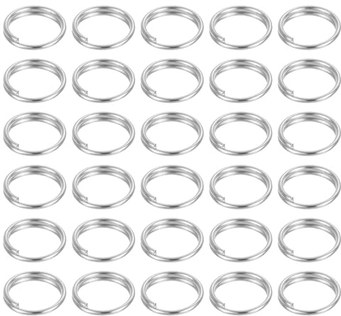 QUARKZMAN Lot de 100 anneaux fendus à double boucle de 8 mm, connecteurs ronds, petits anneaux de porte-clés nickelés pour loisirs créatifs, argent