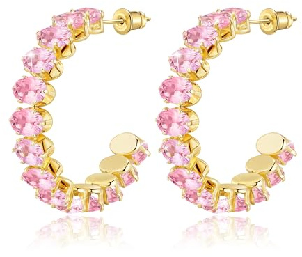 Linawe Orecchini pendenti grandi in oro rosa, orecchini da donna in acciaio inossidabile placcati in oro, orecchini alla moda con pietra