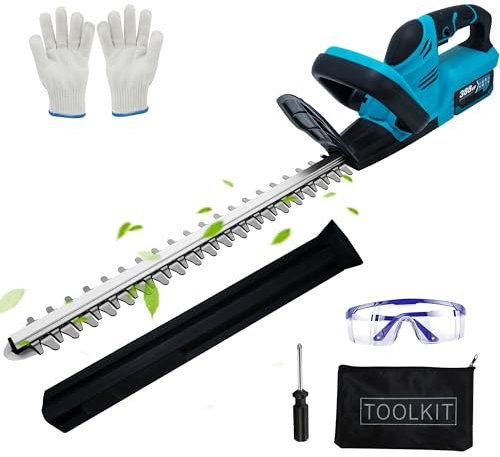 Heckenschere Akku für Makita Akku 18V, 500W Heckenschere Elektrisch, 51 cm Schnittlänge,15 mm Zahnabstand, Dual Schnittklingen (Blau Ohne Batterie)