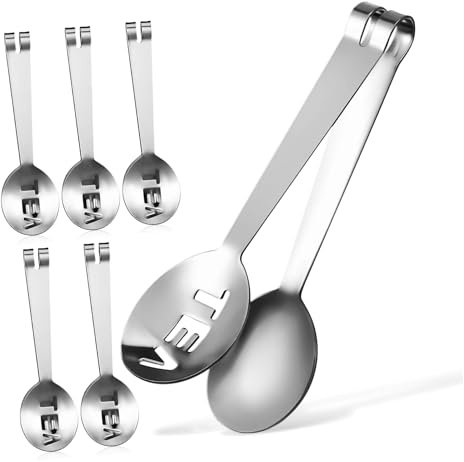 BAZEITFLOW Pinzas Exprimidoras Para Bolsitas De Té De Acero Inoxidable, Juego De 6 Unidades, Mango Ergonómico, Soporte Para Colador, Accesorio Multifuncional Para Servicio y Preparación De Té