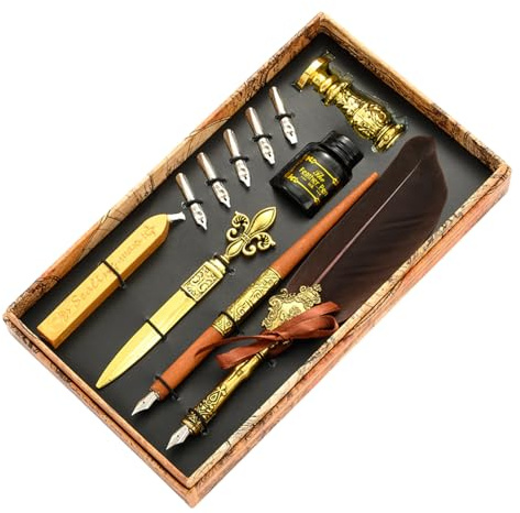 Weldphur Juego de tintas para bolígrafos de caligrafía de plumas | Bolígrafo de pluma de caligrafía vintage para escribir,Juego de tinta de pluma de de con puntas de repuesto, tinta