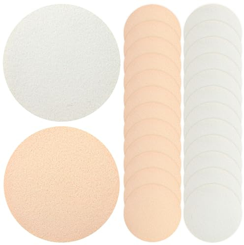 24 st 5 cm runda makeupsvampar – mjuk latex torr/våt applikator, tvättbara återanvändbara kosmetiska puffar