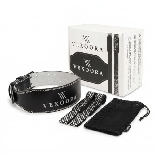 Vexoora Pack Straps Gym Hombre Y Mujer Con Cinturon Lumbar Gimnasio Para Levantamiento Pesas, Resistente Con Ajuste Personalizado Pack Accesorios Gimnasio Negro Incluye Straps Y Cinturón Gym