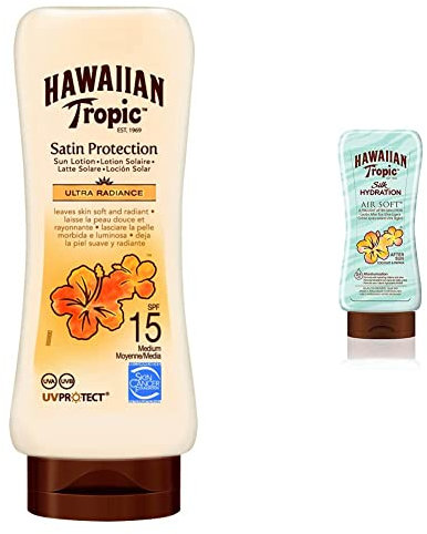 HAWAIIAN Tropic HT LOCION SATIN SPF15 180ML & Après-soleil Hawaiian Tropic Silk Hydration Air Soft (180ml)