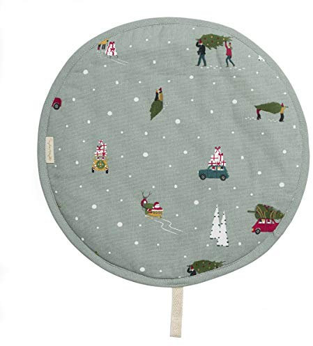 Sophie Allport Circular Single Hob Cover Home for Christmas 100% Cotton Hob Protector