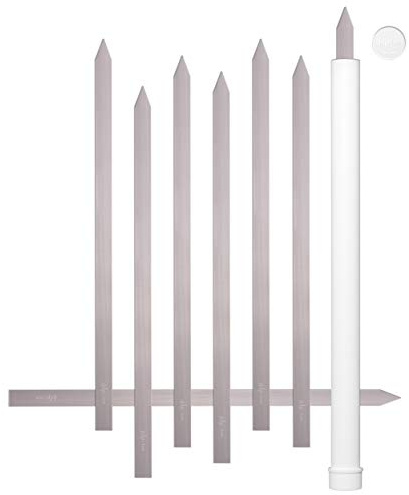 + HOM 8 pinchos planos Kebab de 1 pulgada de ancho, acero inoxidable, mango sin madera, Koobideh persa Kabob, funda de transporte