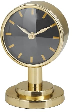 Deco 79 Stainless Steel Metal Decorative Clock Small Mantel Clock, Tabletop Clock 4 x 4 x 7, Gold
