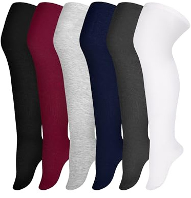 Apoway 6 Pairs Plus Size Thigh High Socks Warm Thigh High Stockings Over the Knee Socks for Women, L-XXL