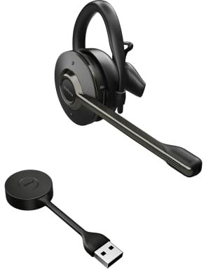 Jabra Engage 55 Schnurloses, Convertibles Headset mit EarHook, Kopf- und Nackenbügel und Link 400 USB-A DECT-Adapter - Mikrofon mit Geräuschunterdrückung, Gehörschutz - UC kompatibel - Schwarz