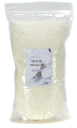 Cera de Soja 100% natural Premium para Velas en Vaso en bolsa de 1Kg. Perlas de bajo punto de fusión, ideales para velas caseras aromáticas y proyectos DIY, en bolsa con autocierre