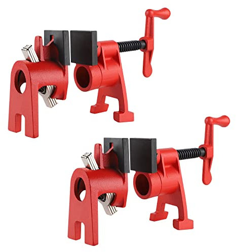 AMIGOB 2 Piezas Abrazadera de Tubo para Carpintería, 3/4 '' Juego de abrazaderas de metal de madera, 26,5mm Juegos Juego de Abrazaderas de Metal de Madera de Hierro de liberación rápida (Mate)
