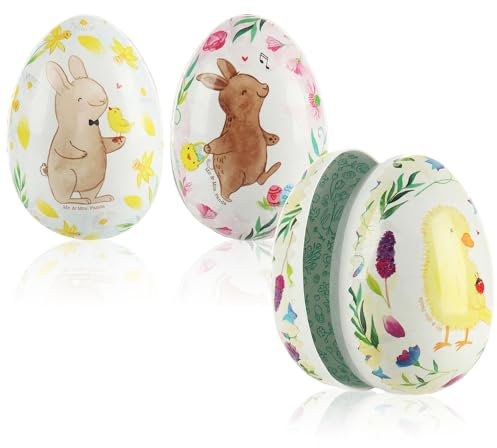 com-four® 3X Osterei zum Befüllen - Bunte Fülleier für Ostern - große Papp-Eier - Oster-Dekoration Geschenkbox - Design Mr. & Mrs. Panda - Oster-Überraschung [Auswahl variiert]