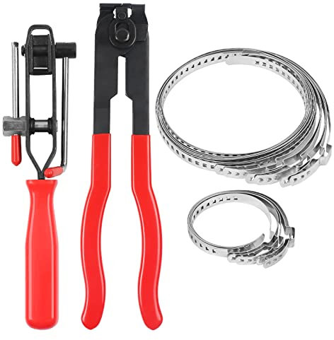 MaxEarn 32Pcs CV Boot Clamps Kit(15Pcs Large + 15Pcs Small) with Ear Clamp Pliers and Hose Joint Boot Band Pliers, Auto CV Joint Boots Clamps, Universal Adjustable Axle Repair Clamp for Car Truck SUV