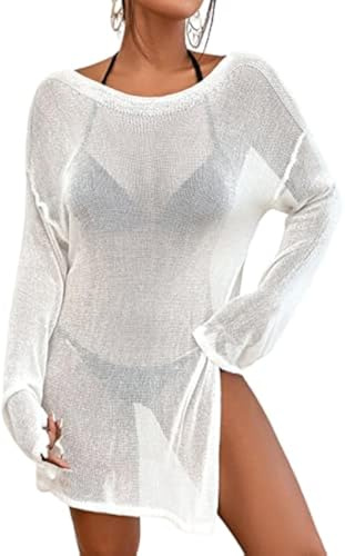 Bsubseach Crochet Cover Ups pour Maillots De Bain Femme Blouse De Plage Voilure Maillot De Bain Maille Robe Tricoté