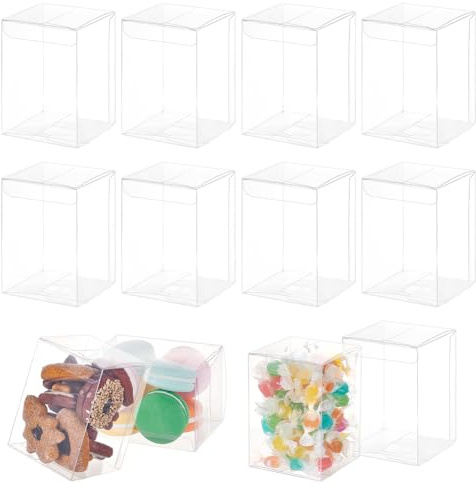 BENECREAT 20 Caja de Regalo Rectángulo de Plástico Transparente, Organizador de Regalo de Plástico PVC de 7x7x10 cm, Suministros de Embalaje de Regalo para Embalaje de Regalo Del Día de San Valentín