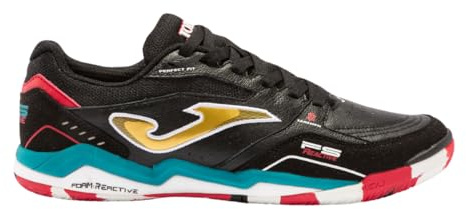 Joma Zapatillas Futsal Sala FS Reactive 23 Negro Azul, Zapatillas Futsal Piel, Suelo Liso y parquet, Alta Gama, Futsal