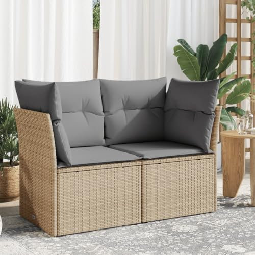 SECOLI Gartensofa 2 sitzer Rattansofa 2sitzer Balkonsofa Lounge Sofa Outdoor Kleines Terrassensofa Balkonmöbel Kleiner balkon-Beige-2-Sitzer-4