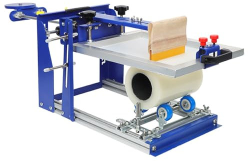 XDTKJDZ Curved Screen Printing Machine, T-Shirt Screen Printing Press, 160mm Upper and Lower Adjustment Range, 3 Sets Of Rollers,for Cylindrical/Conical Product