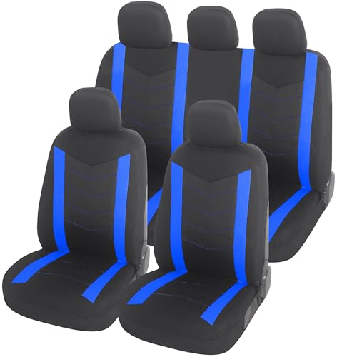 Upgrade4cars Coprisedili Auto Universale Nero Blu | Set Copri-sedile Universali per Anteriori e Posteriori