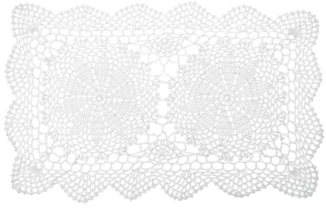 QUARKZMAN 17x11 Zoll Handgemachte Häkeldeckchen, Polyester-Baumwoll-Tischsets Rechteckige Tisch-Häkelplatzsets für Esstisch Küche Partys, Weiß