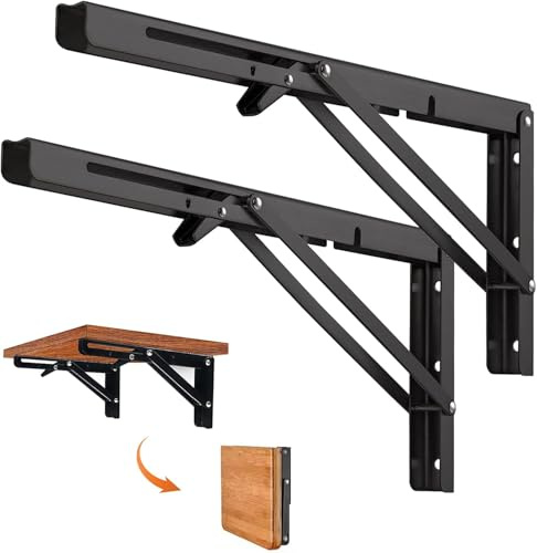 Quanerba 2Pcs Folding Shelf Brackets 8/10/12/14/16/18/20in Heavy Duty | Outdoor Hinge for Home, Kitchen, Office, Grill (45cm/18in-new)