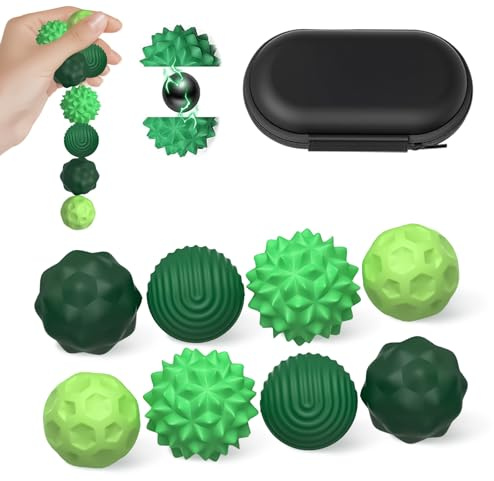 8 Stück Magnetische Fidget Toys, Anti Stress Spielzeug mit Silikonhülle, Magnetkugeln Stressball Silikon Sensorik Spielzeug, Anti Stress Ball für Kinder und Erwachsene (Grün)