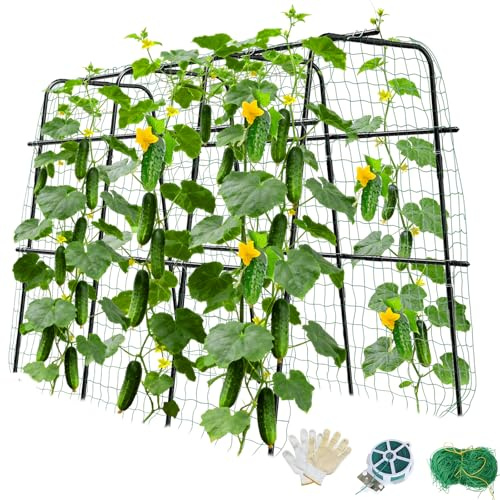 Enrejado metálico para pepinos MQUPIN, 120 x 160 cm con Red, Soporte de Malla para Plantas trepadoras, Flores, Verduras y espaldera