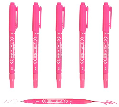 PATIKIL Pennarelli Permanenti A Doppia Punta 6 Pezzi Rosa Punta Fine E Ultra Fine Penne Colorate A Asciugatura Rapida Per Scrivere E Disegnare Su Legno Plastica Metallo Vetro Pietra