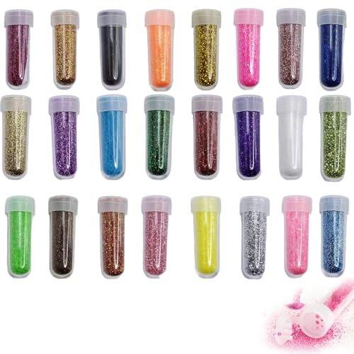 ROKZELT 24 Pezzi Polvere Glitterata Colorato Glitterata, Polvere per fai da te, Fine te, Glitter Organico Grossolano, in Cellulosa, per Decorare Biglietti D'auguri, Artigianato e Molto Altro