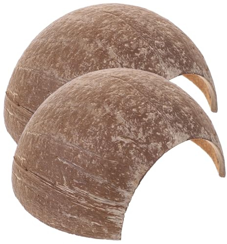 jojofuny Escondite para Reptiles de 2 Piezas Forma de Cáscara Marrón, Material Sintético Versátil y Fácil de Transportar para Decoración y Refugio en Terrarios
