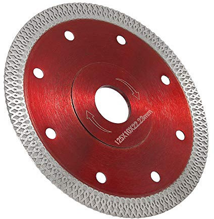 Disco Diamantato 125mm Sottile professionale Taglio a secco con taglio a umido per gres porcellanato, graniti, ceramica, quarzite, marmo (Rosso - 125mm)
