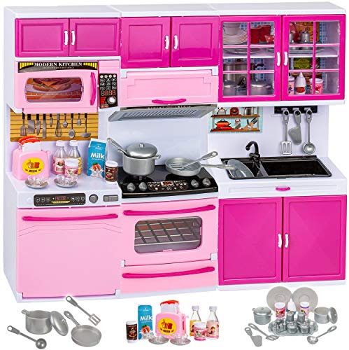 alles-meine.de GmbH Puppenhaus Möbel - Sound & Licht - Modellwahl - 31 cm groß - Backofen + Herd + Geschirrspüler + Mikrowelle + Spüle - mit Zubehör - Miniatur Puppenstube Küche ..