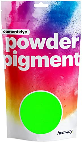 Hemway Cement Dye Powder Pigment Concrete Color Render Mortar Pointing Powdered Brick Toner Plaster - UV Fluorescent Neon Light Green - 50g / 1.75oz
