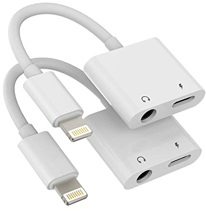Adattatore Cuffie 3,5 mm per Apple iphone 14 13 12 11 Pro Max 7 8 Plus X SE XS XR per iPad Air (2 Pack) 2in1 Cavo Aux Auricolari Caricabatterie Sdoppiatore Lightning Jack Cuffiette Ricarica Accessori