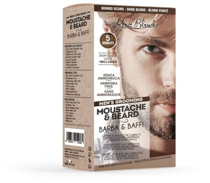 Trattamento Crema Colorante uomo men colore tintura barba e baffi senza ammoniaca con Collagene e Olio di Avocado Renee Blanche Biondo scuro