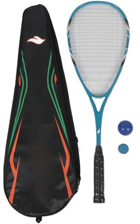 Alomejor Carbon Aluminium Alloy Squash Racket, Transparent Pre Tensioned Strings Lightweight 204g for Squash Courts (Blue)