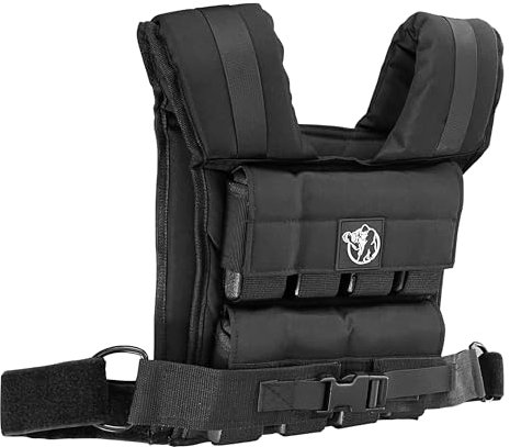 GORILLA SPORTS® Gewichtsweste - Verstellbar, 10/20/30 kg, Universalgröße, Eisen, TPE-Schaum, Nylon, Schwarz - Laufweste, Trainingsweste, Weighted Vest für Damen, Herren, Krafttraining (b) 20 kg)