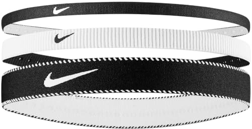 Nike Herren Flex Classic Mixed Width Headbands 3er Pack Stirnbänder Running Fitness Training Sport Haarband Set, Black/White/Black, One Size
