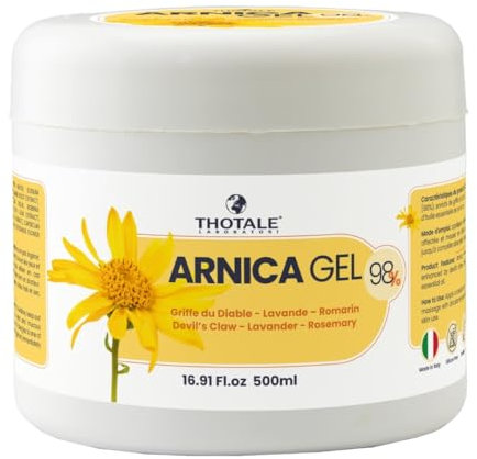 Arnica Gel Extra Fort 500 ml, Arnica Montana 98% plus Griffe du Diable, Effet Durable, Soulagement Immédiat pour les Douleurs Musculaires et Articulaires, Effet Rafraîchissant Non Gras, Made in Italy