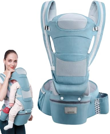 Carrera de cadera para bebé, portabebés con asiento de cadera - Soporte de espalda para niños con correa ajustable - Carrador de envolturas para bebés de 0-48 meses con asiento de cadera, para ir de c