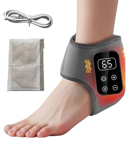 Electric Foot Massager - Cordless Portable Ankle Device, Strong Tool | Durablle Heating Pad, Reliable Five Speed Vibrator, Compact Recovery Gadget, Handy Travel Accessory for Men Women Elderly