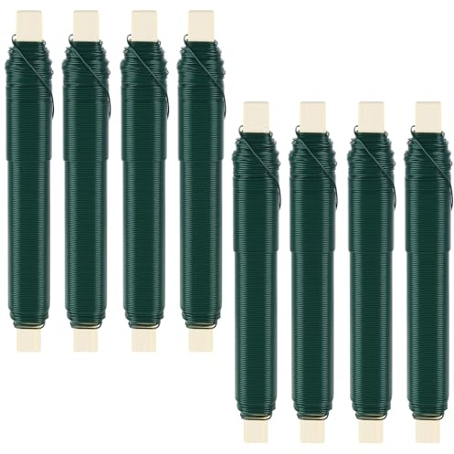 8 Pezzi Filo di Ferro Modellabile, 0,65 mm, Filo per Avvolgere Fiori, Fil di Ferro Fioristica, Filo per Legare Verde Avvolto su Un Bastoncino di Legno, per Giardino, Casa, Ufficio