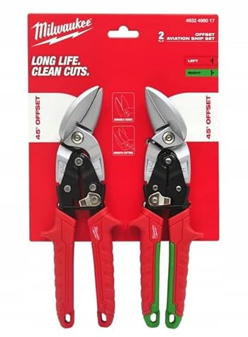 Milwaukee 4932499017 Lot de 2 cisailles d'aviation décalées