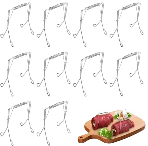 10 fermagli per involtini in acciaio inox, riutilizzabili, per involtini, ferri per involtini, fermagli in acciaio inox, fermagli per involtini di cavolo