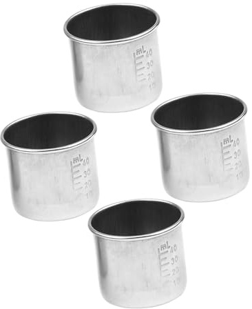 MUELODSIC Misurino in Acciaio Inox 304 40ml Set 4 Pezzi, Bicchiere Graduato Portatile per Medicinali Angoli Arrotondati, Accessorio Multiuso per Uso Domestico e Ospedaliero