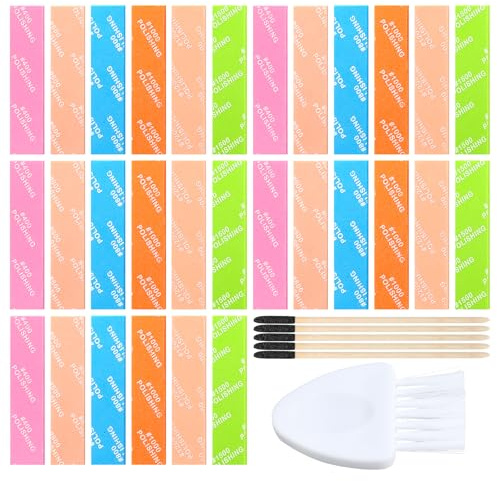 Juego de 30 esponjas de lijado para modelo, papel de lija de modelado 2 en 1 para uso seco y húmedo (400# 600# 800# 1000# 1200# 1500#) con 5 varillas de lija y cepillo de limpieza para pulir y