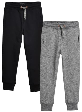 NEXT Garçon Pantalon de Jogging Slim, Lot de 2 Noir/Gris 4 Ans