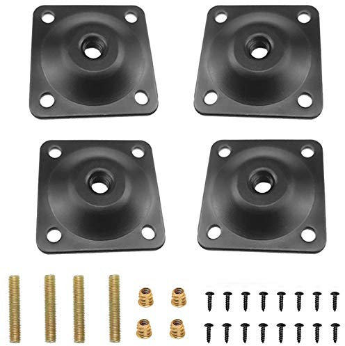 4 Stück Bein Montageplatte, Montageplatten Möbel, Schwarzes Befestigungseisenstück Mit Schrauben, für Sofa, Stuhl, Kleiderschrank, Esstisch(Schwarz)