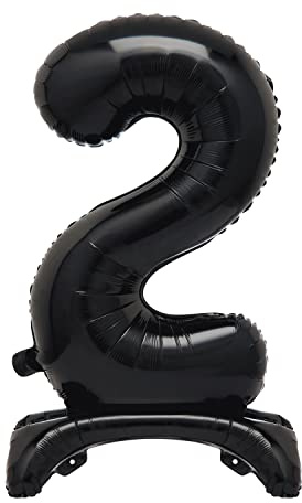 Unique Black Standing Number 2 Foil Balloon 30, Packaged